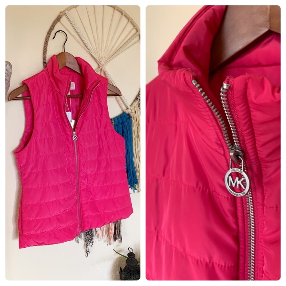 Michael Kors hot pink puffer vest. NWT. Size Small